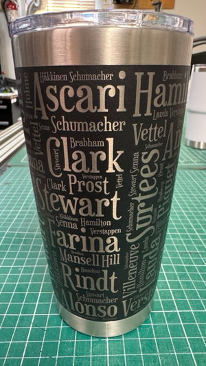 Formula 1 World Champions Word Salad 20oz Tumbler Mug Laser Digital file SVG