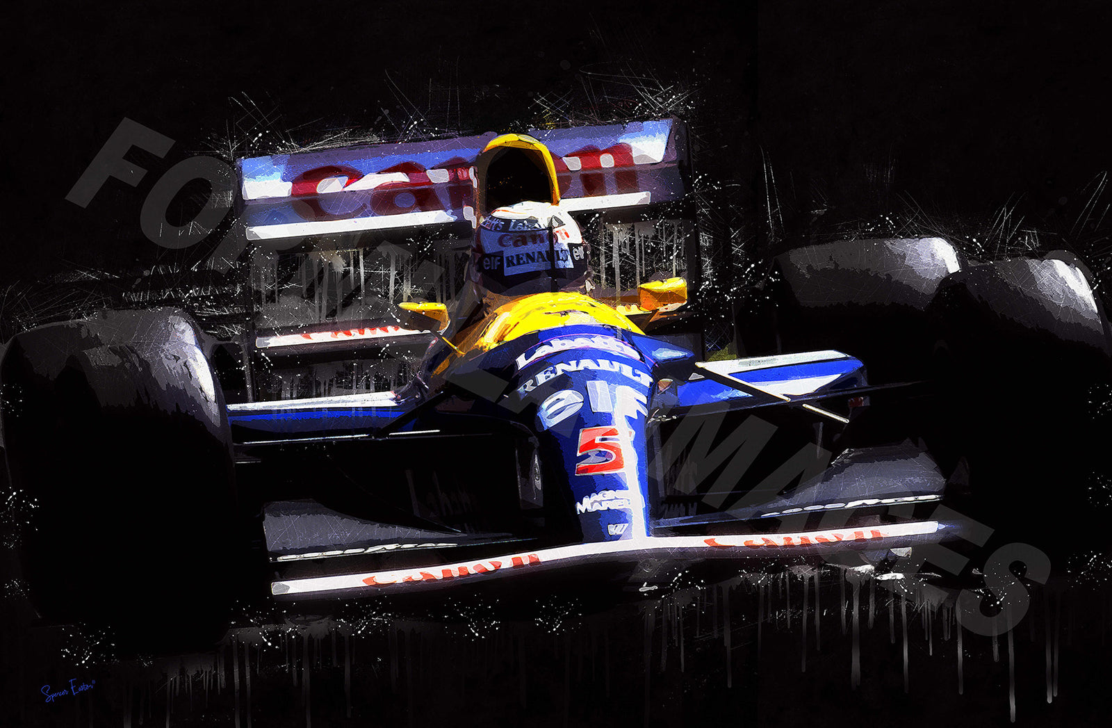 Nigel Mansell Williams 1992 F1 Australian GP RED 5 Watercolour Digital Download