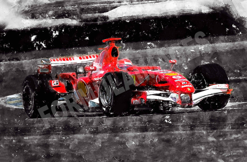 Formula 1 Driver Michael Schumacher Ferrari Watercolor Digital Download