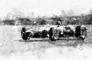 Jackie Stewart 1967 BRM Watercolor High Resolution Digital Download Artwork